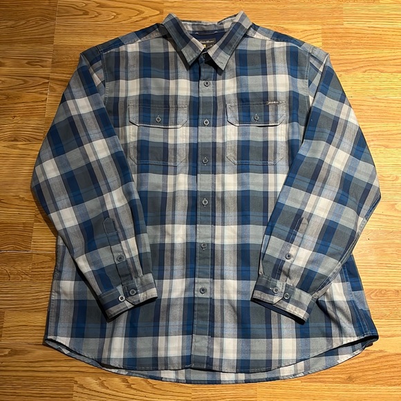 Eddie Bauer Blue Plaid Button-up Shirt, size 2XL, Long Sleeve - Picture 1 of 5